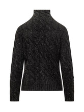 Gran Sasso Black Turtleneck with Lurex and Cable Knit - COLLEZIONE TEAM EC | $store$