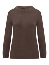 Gran Sasso Brown Sweater with Shimmer Detail Collar - COLLEZIONE TEAM EC | $store$