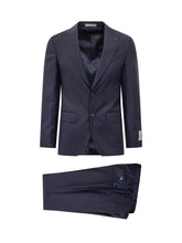 Abito Blu Gessato in Lana Corneliani - Abbigliamento Uomo | $store$