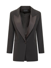 Actualee Black Blazer with Satin Lapels - Actualee | $store$
