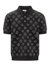 Casablanca Polo Nera con Logo All Over - Abbigliamento Uomo | $store$