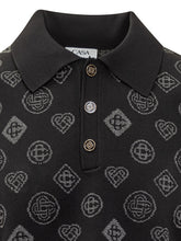 Casablanca Polo Nera con Logo All Over - Abbigliamento Uomo | $store$