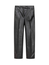 Incotex Pantaloni Neri in Pelle a Vita Alta - Abbigliamento Donna | $store$