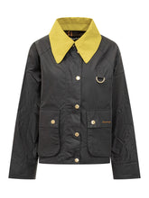 Barbour Black Waxed Jacket with Yellow Collar - Barbour | $store$