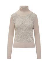 Exterior Beige Turtleneck with Sequins - COLLEZIONE TEAM EC | $store$