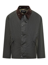 Barbour Green Waxed Jacket with Corduroy Collar - COLLEZIONE TEAM EC | $store$