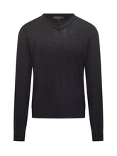 Filippo De Laurentiis Black Wool V-Neck Sweater - COLLEZIONE TEAM EC | $store$