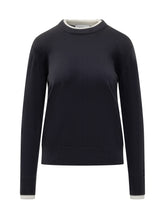 Maglia Alpha Studio Blu Girocollo con Profili a Contrasto - Abbigliamento Donna | $store$