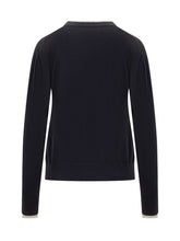 Maglia Alpha Studio Blu Girocollo con Profili a Contrasto - Abbigliamento Donna | $store$