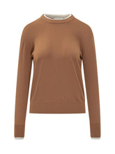 Maglia Alpha Studio Cammello con Colletto a Contrasto - Abbigliamento Donna | $store$