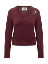 Maglia Alpha Studio in Lana Bordeaux con Spilla - Abbigliamento Donna | $store$