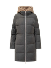 Duno Grey Down Coat with Fur Hood - COLLEZIONE TEAM EC | $store$