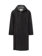 Amaranto Black Wool Hooded Coat - Amaranto | $store$