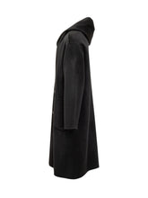 Amaranto Black Wool Hooded Coat - Amaranto | $store$