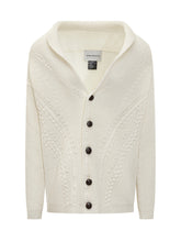 Amaranto Wool Cardigan with Cable Knit - Amaranto | $store$
