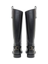 Burberry Black Leather Tall Boots with Buckle - Burberry | $store$