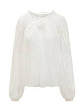 Alberta Ferretti Blusa Bianca in Chiffon con Fiore - Abbigliamento Donna | $store$