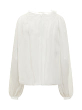Alberta Ferretti Blusa Bianca in Chiffon con Fiore - Abbigliamento Donna | $store$