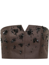 Alberta Ferretti Top Bustier Marrone con Ricami Gioiello - Abbigliamento Donna | $store$