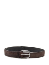 Cintura in Pelle Scamosciata Orciani con Fibbia in Metallo Marrone - Accessori Uomo | $store$