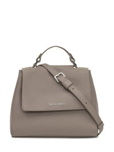 Orciani Taupe Leather Bag with Flap and Top Handle - COLLEZIONE TEAM EC | $store$