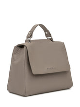 Orciani Taupe Leather Bag with Flap and Top Handle - COLLEZIONE TEAM EC | $store$