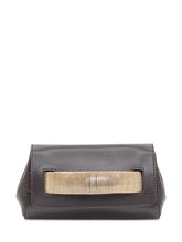 Orciani Brown Leather Clutch with Gold Chain Detail - COLLEZIONE TEAM EC | $store$
