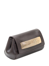 Orciani Brown Leather Clutch with Gold Chain Detail - COLLEZIONE TEAM EC | $store$