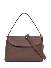 Orciani Brown Leather Shoulder Bag with Flap - COLLEZIONE TEAM EC | $store$