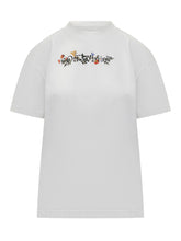 Off-White White T-Shirt with Embroidered Floral Logo - COLLEZIONE TEAM EC | $store$