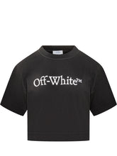 Off-White Black Crop T-Shirt with White Logo - COLLEZIONE TEAM EC | $store$