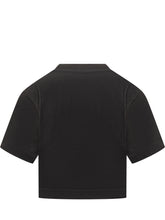 Off-White Black Crop T-Shirt with White Logo - COLLEZIONE TEAM EC | $store$