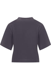 Off-White Grey Crop T-Shirt with Logo Embroidery - COLLEZIONE TEAM EC | $store$