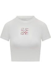Off-White White Cropped T-Shirt with Arrows Logo - COLLEZIONE TEAM EC | $store$
