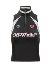 Off-White Top Nero con Zip e Logo a Contrasto - Abbigliamento Donna | $store$