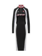 Off-White Black Midi Dress with Zip and Logo - COLLEZIONE TEAM EC | $store$