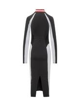 Off-White Black Midi Dress with Zip and Logo - COLLEZIONE TEAM EC | $store$