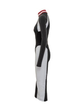 Off-White Black Midi Dress with Zip and Logo - COLLEZIONE TEAM EC | $store$