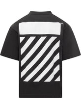 Off-White Black T-Shirt with Logo and Check Detail - COLLEZIONE TEAM EC | $store$