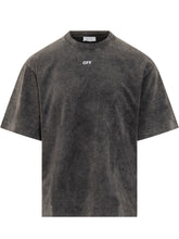 Off-White T-Shirt Nera Effetto Washed con Logo - Abbigliamento Uomo | $store$