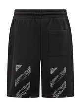 Off-White Shorts in Cotone Nero con Logo - Abbigliamento Uomo | $store$