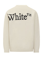 Off-White Light Wool Sweater With Intarsia Logo - COLLEZIONE TEAM EC | $store$