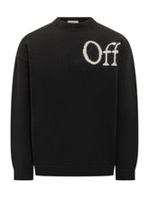 Off-White Wool Sweater With Intarsia Logo - COLLEZIONE TEAM EC | $store$