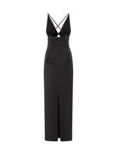 Solace London Black Long Dress With Crossed Straps - COLLEZIONE TEAM EC | $store$