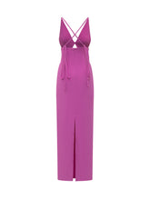 Solace London Fuchsia Long Dress With Crossed Straps - COLLEZIONE TEAM EC | $store$
