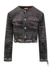 Diesel Giacca in Denim Nero con Orli Sfilacciati - Abbigliamento Donna | $store$