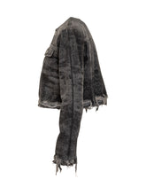 Diesel Giacca in Denim Nero con Orli Sfilacciati - Abbigliamento Donna | $store$