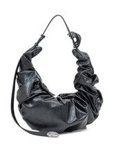 Diesel Black Draped Shoulder Bag with Metal Logo - COLLEZIONE TEAM EC | $store$