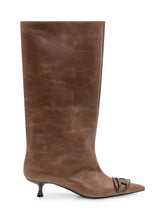 Diesel Brown Leather High Boots with Kitten Heel and Pointed Toe - COLLEZIONE TEAM EC | $store$