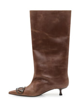 Diesel Brown Leather High Boots with Kitten Heel and Pointed Toe - COLLEZIONE TEAM EC | $store$